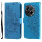 For OnePlus 12R Seven-petal Flowers Embossing Leather Phone Case(Blue) - 1