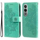 For OnePlus Ace 3V Seven-petal Flowers Embossing Leather Phone Case(Green) - 1