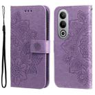 For OnePlus Nord CE4 Seven-petal Flowers Embossing Leather Phone Case(Light Purple) - 1