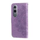 For OnePlus Nord CE4 Lite Seven-petal Flowers Embossing Leather Phone Case(Light Purple) - 3