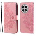 For OnePlus Ace 3 Pro Seven-petal Flowers Embossing Leather Phone Case(Rose Gold) - 1