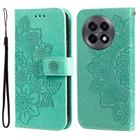 For OnePlus 13R / Ace 5 / Ace 5 Pro Seven-petal Flowers Embossing Leather Phone Case(Green) - 1