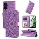 For OnePlus Nord CE3 Embossed Sunflower Leather Phone Case(Purple) - 1