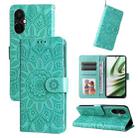 For OnePlus Nord CE3 Embossed Sunflower Leather Phone Case(Green) - 1