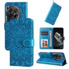 For OnePlus 12 Embossed Sunflower Leather Phone Case(Blue) - 1