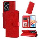 For OnePlus 12R Embossed Sunflower Leather Phone Case(Red) - 1