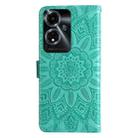 For OnePlus 12R Embossed Sunflower Leather Phone Case(Green) - 3