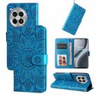 For OnePlus Ace 3 Pro Embossed Sunflower Leather Phone Case(Blue) - 1