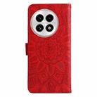 For OnePlus 13 Embossed Sunflower Leather Phone Case(Red) - 3