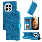 For OnePlus 13 Embossed Sunflower Leather Phone Case(Blue) - 1