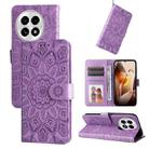 For OnePlus 13 Embossed Sunflower Leather Phone Case(Purple) - 1