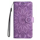 For OnePlus 13 Embossed Sunflower Leather Phone Case(Purple) - 2