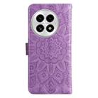 For OnePlus 13 Embossed Sunflower Leather Phone Case(Purple) - 3