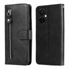 For OnePlus Nord CE3 Fashion Calf Texture Zipper Leather Phone Case(Black) - 1