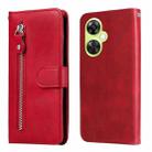 For OnePlus Nord CE 3 Lite/Nord N30 Fashion Calf Texture Zipper Leather Phone Case(Red) - 1