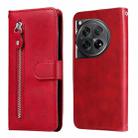 For OnePlus 12 Fashion Calf Texture Zipper Leather Phone Case(Red) - 1