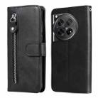 For OnePlus 12 Fashion Calf Texture Zipper Leather Phone Case(Black) - 1