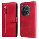 For OnePlus 12R Fashion Calf Texture Zipper Leather Phone Case(Red) - 1