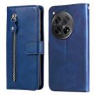 For OnePlus 12R Fashion Calf Texture Zipper Leather Phone Case(Blue) - 1