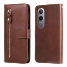 For OnePlus Nord CE4 Lite Fashion Calf Texture Zipper Leather Phone Case(Brown) - 1