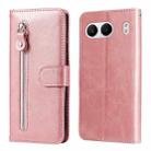 For OnePlus Nord 4 Fashion Calf Texture Zipper Leather Phone Case(Rose Gold) - 1