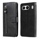 For OnePlus Nord 4 Fashion Calf Texture Zipper Leather Phone Case(Black) - 1