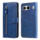 For OnePlus Nord 4 Fashion Calf Texture Zipper Leather Phone Case(Blue) - 1