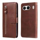 For OnePlus Nord 4 Fashion Calf Texture Zipper Leather Phone Case(Brown) - 1