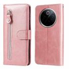 For OnePlus 13 Fashion Calf Texture Zipper Leather Phone Case(Rose Gold) - 1