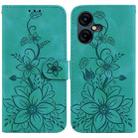 For Tecno Pova Neo 3 Lily Embossed Leather Phone Case(Green) - 1