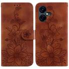 For Tecno Pova Neo 3 Lily Embossed Leather Phone Case(Brown) - 1