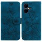 For Tecno Pova Neo 3 Lily Embossed Leather Phone Case(Dark Blue) - 1