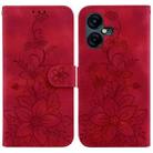 For Tecno Pova Neo 3 Lily Embossed Leather Phone Case(Red) - 1