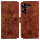 For Tecno Pova 5 Lily Embossed Leather Phone Case(Brown) - 1