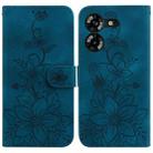 For Tecno Pova 5 Lily Embossed Leather Phone Case(Dark Blue) - 1