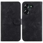 For Tecno Pova 5 Lily Embossed Leather Phone Case(Black) - 1