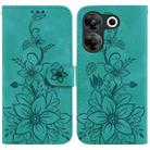 For Tecno Camon 20 Pro 5G Lily Embossed Leather Phone Case(Green) - 1