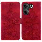 For Tecno Camon 20 Pro 5G Lily Embossed Leather Phone Case(Red) - 1