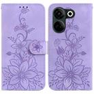 For Tecno Camon 20 Pro 4G / Camon 20 Lily Embossed Leather Phone Case(Purple) - 1