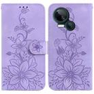 For Tecno Spark 10 5G Lily Embossed Leather Phone Case(Purple) - 1