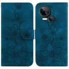 For Tecno Spark 10 5G Lily Embossed Leather Phone Case(Dark Blue) - 1