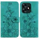 For Tecno Spark 10 4G / Spark 10C Lily Embossed Leather Phone Case(Green) - 1