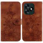 For Tecno Spark 10 4G / Spark 10C Lily Embossed Leather Phone Case(Brown) - 1