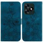 For Tecno Spark 10 4G / Spark 10C Lily Embossed Leather Phone Case(Dark Blue) - 1