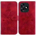 For Tecno Spark 10 4G / Spark 10C Lily Embossed Leather Phone Case(Red) - 1