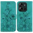 For Tecno Spark Go 2023 / Pop 7 Pro Lily Embossed Leather Phone Case(Green) - 1