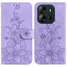 For Tecno Spark Go 2023 / Pop 7 Pro Lily Embossed Leather Phone Case(Purple) - 1