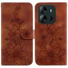 For Tecno Spark Go 2023 / Pop 7 Pro Lily Embossed Leather Phone Case(Brown) - 1