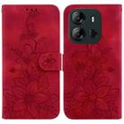 For Tecno Spark Go 2023 / Pop 7 Pro Lily Embossed Leather Phone Case(Red) - 1