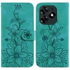 For Tecno Spark 10 Pro Lily Embossed Leather Phone Case(Green) - 1